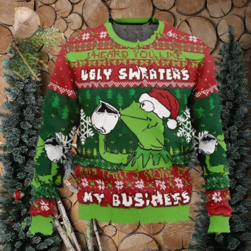 None Of My Business Kermit The Frog Ugly Christmas Sweater