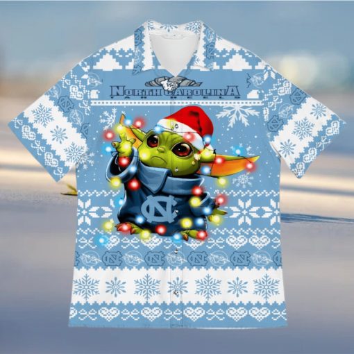 North Carolina Tar Heels Baby Yoda Star Wars Sports Football Ugly Christmas Sweater Pattern 3D Hawaiian Shirt Christmas Gift
