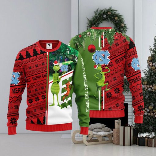 North Carolina Tar Heels Grinch & Scooby doo Christmas Ugly Sweater 1