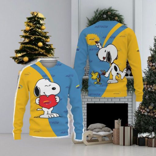 North York Astros Snoopy Cute Heart American Sports Team Funny 3D Sweater For Men And Women Gift Christmas