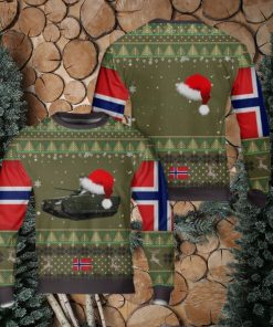 Norwegian Army CV90 Infantry Fighting Vehicle Christmas Santa Hat Pattern AOP Sweater Christmas Gift Sweater