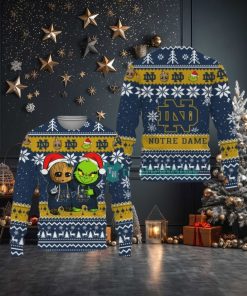 Notre Dame Fighting Irish Baby Groot And Grinch Best Friends Ugly Christmas Sweater