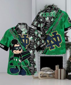 Notre Dame Fighting Irish Mickey Mouse Floral Short Sleeve Hawaii Shirt