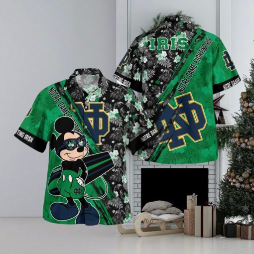 Notre Dame Fighting Irish Mickey Mouse Floral Short Sleeve Hawaii Shirt
