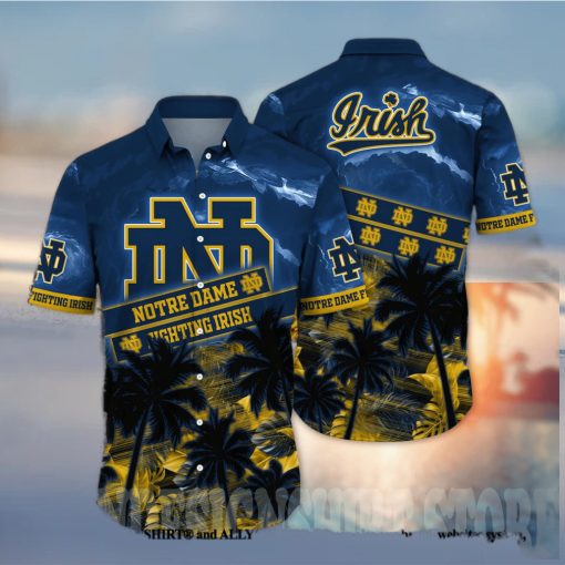 Notre Dame Fighting Irish NCAA Floral 3D All Over Printed Hawaiian Shirt