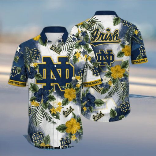 Notre Dame Fighting Irish NCAA Flower Full Print 3D Hawaiian Shirt