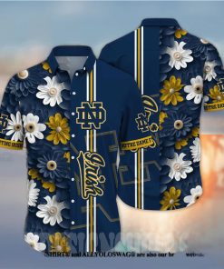 Notre Dame Fighting Irish NCAA Flower Full Printing Hawaiian Shirt