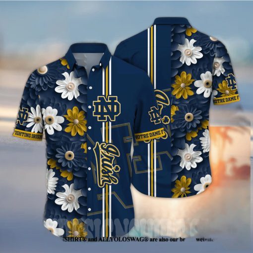 Notre Dame Fighting Irish NCAA Flower Full Printing Hawaiian Shirt