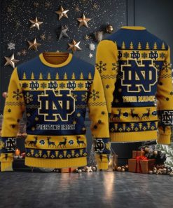 Notre Dame Fighting Irish Personalized Name Ugly Christmas Sweater