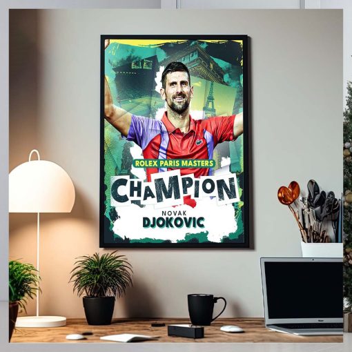 Novak Djokovic Rolex Paris Masters Champion Claims A Record Extending 40th Masters 1000 Title Home Decor Poster Canvas