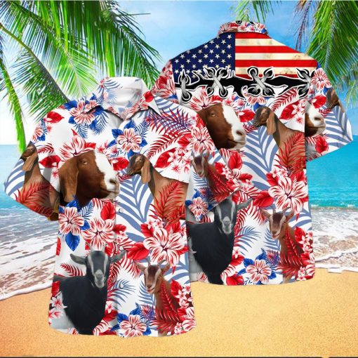 Nubian Goat Lovers United States Flag Hawaiian Shirt