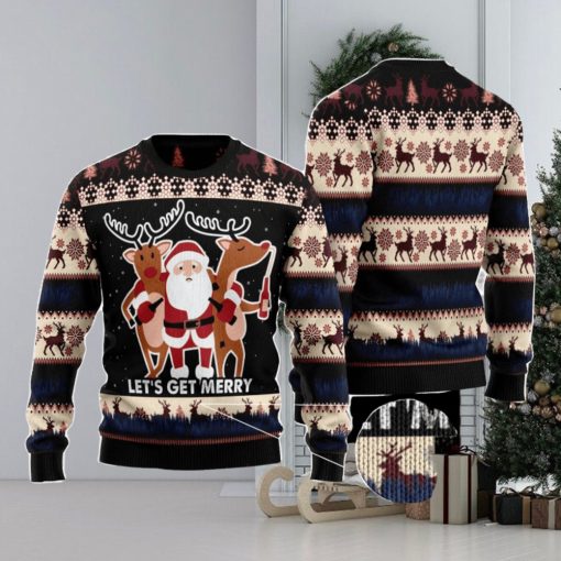 Let‘s Get Merry Christmas Gift Ugly Christmas Sweater Xmas Holiday