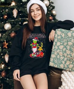 Santa Grinch And Dog Georgia Bulldogs Herd Helmet Merry Christmas Tshirt