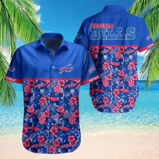 Buffalo Bills Hawaiian Shirt  Blue Red Flowers  Unique Hawaiian Shirt