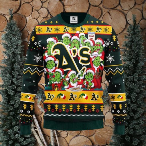 Oakland Athletics 12 Grinch Xmas Day Christmas Ugly Sweater Christmas Gift For Fans Party Hoiliday Gift