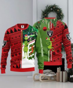 Oakland Raiders Grinch & Scooby Doo Christmas Ugly Sweater 1