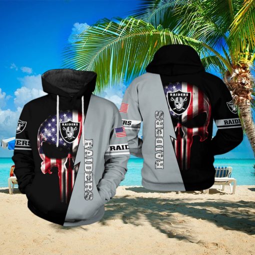 Oakland Raiders NFL US Flag Skull Team 3D Printed Hoodie