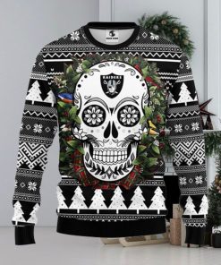 Oakland Raiders Skull Flower Ugly Christmas Ugly Sweater