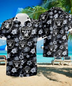 Oakland Raiders Tropical Flower Short Sleeve Aloha Hawaiian Shirt