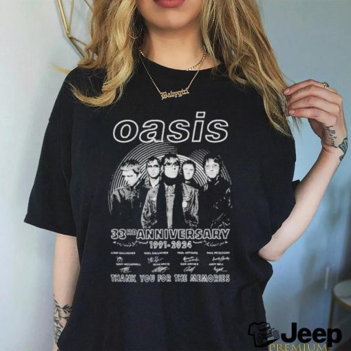 Oasis 33rd Anniversary 1991 2024 Thank You For The Memories Signatures Shirt