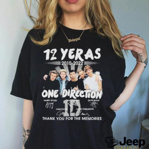 Official 12 years 2010 2022 one direction thank you for the memories signatures shirt