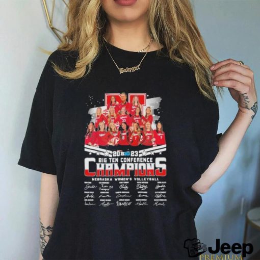 Official 2023 Big Ten Conference Champions Nebraska Women’s Volleyball Signatures Shirt