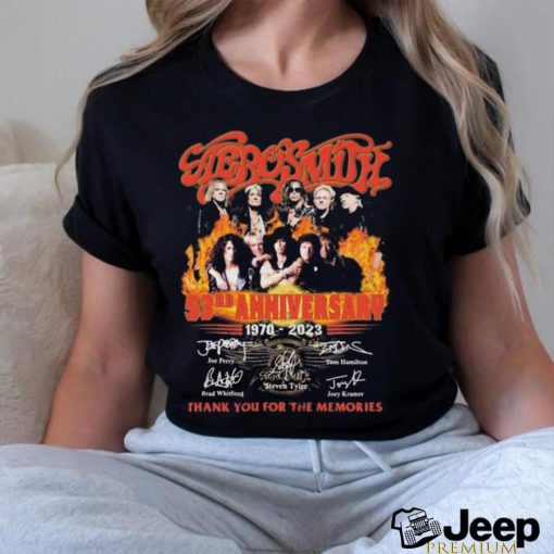 Official Aerosmith 53rd anniversary 1970 2023 thank you for the memories signatures shirt