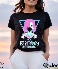 Official Antisocial Vaporwave Anime Girl Japanese Aesthetic Shirt