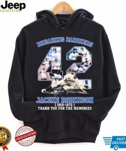 Official Breaking Barriers 42 Signature Jackie Robinson 1919 – 1972 Thank You For The Memories Shirt