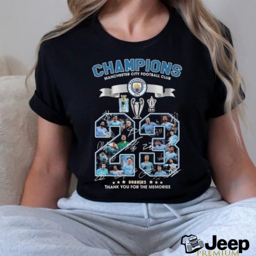 Official Champions Manchester City Football Club 2022 23 Thank You For The Memories T Shirt