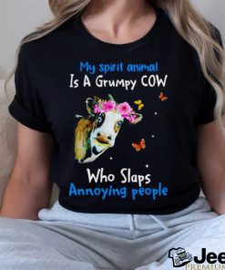 Official Cow My Spirit Animal Is A Grumpy Cow Who Slaps Annoying People Shirt