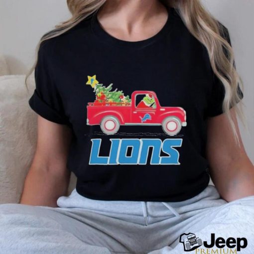 Official Detroit Lions Santa Grinch Driving Truck Christmas Shirt