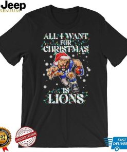 Official Detroit Lions all I want for christmas is santa mascot shirt