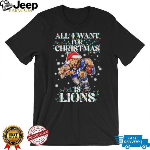 Official Detroit Lions all I want for christmas is santa mascot shirt