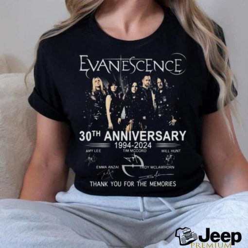 Official Evanescence 30th Anniversary 1994 – 2024 Thank You For The Memories T Shirt