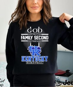 Official God first Family second then Kentucky Wildcats basketball heart 2023 shirt