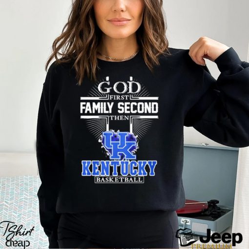 Official God first Family second then Kentucky Wildcats basketball heart 2023 shirt