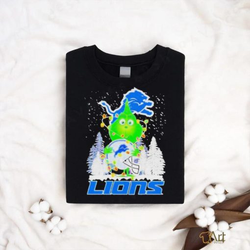 Official Grinch detroit lions Christmas tree helmet T shirt