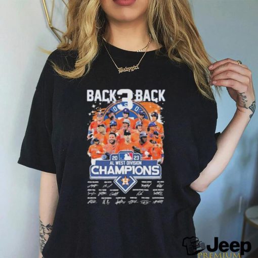 Official Houston Astros Back 3 Back 2023 Al West Division Champions Signatures Shirt