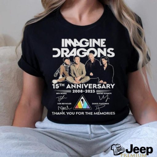 Official Imagine Dragons 15th Anniversary 2008 – 2023 Thank You For The Memories Signatures Shirt