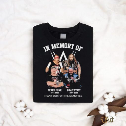 Official In Memory of Terry Funk Bray Wyatt thank You for the memories signatures shirt