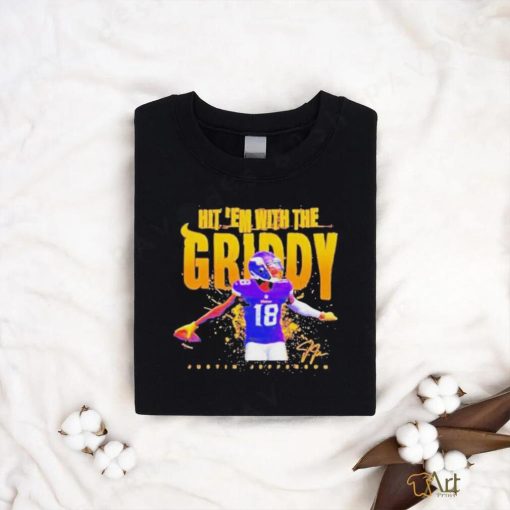 Official Justin jefferson Minnesota vikings hit ’em with the griddy signature T shirt