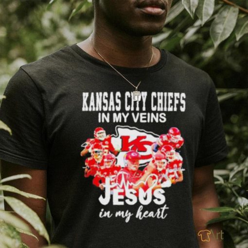 Official Kansas City Chiefs In My Veins Jesus In My Hear Shirt