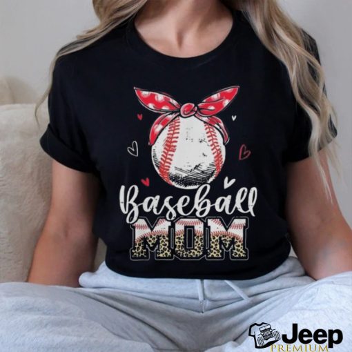 Official Leopard Baseball Mom Headband Baseball Ball Mothers Day Mama T Shirt