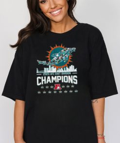 Official Miami Dolphins Skyline 2023 AFC East Division Champions Signatures Shirt