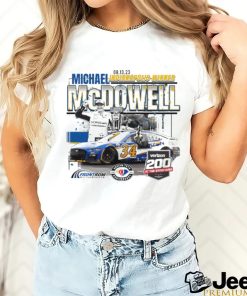 Official Michael McDowell Checkered Flag Sports 2023 Verizon 200 at the Brickyard Race Winner T Shirt