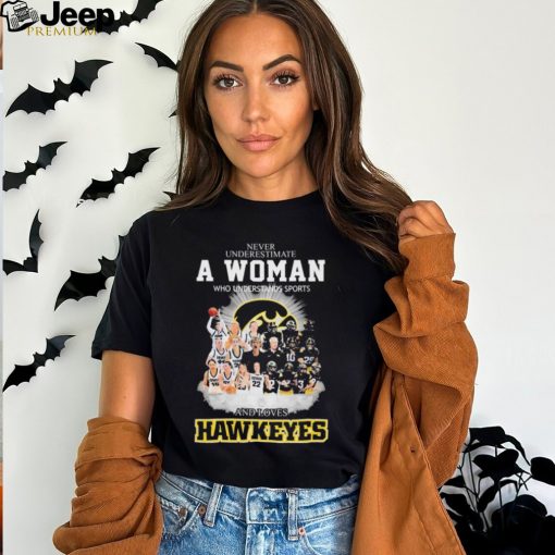 Official Never Underestimate A Woman Who Understands Sports And Loves Iowa Hawkeyes Shirt