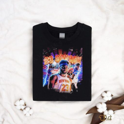 Official New York Knicks Members Wearing Mitchell Robinson 23 Savage T Shirt