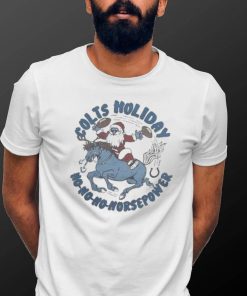 Official Nfl Santa Claus Indianapolis Colts Holiday Ho Ho Horsepower Christmas 2023 Shirt