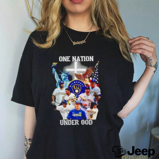 Official One nation under god Milwaukee Brewers baseball signature shirt